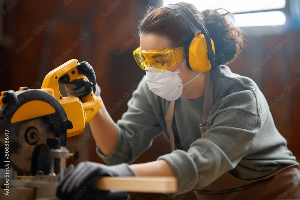 woman carpenter in workshop