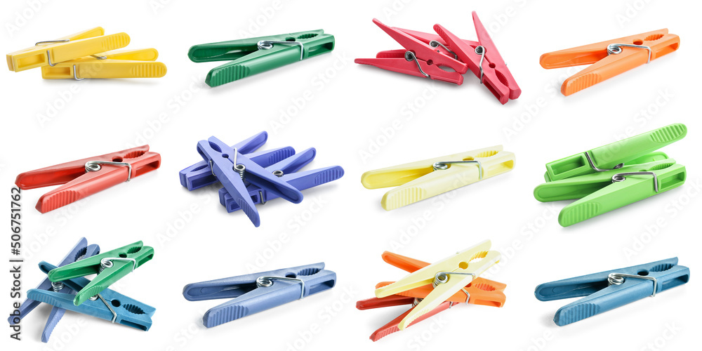 Colorful clothespins isolated on white