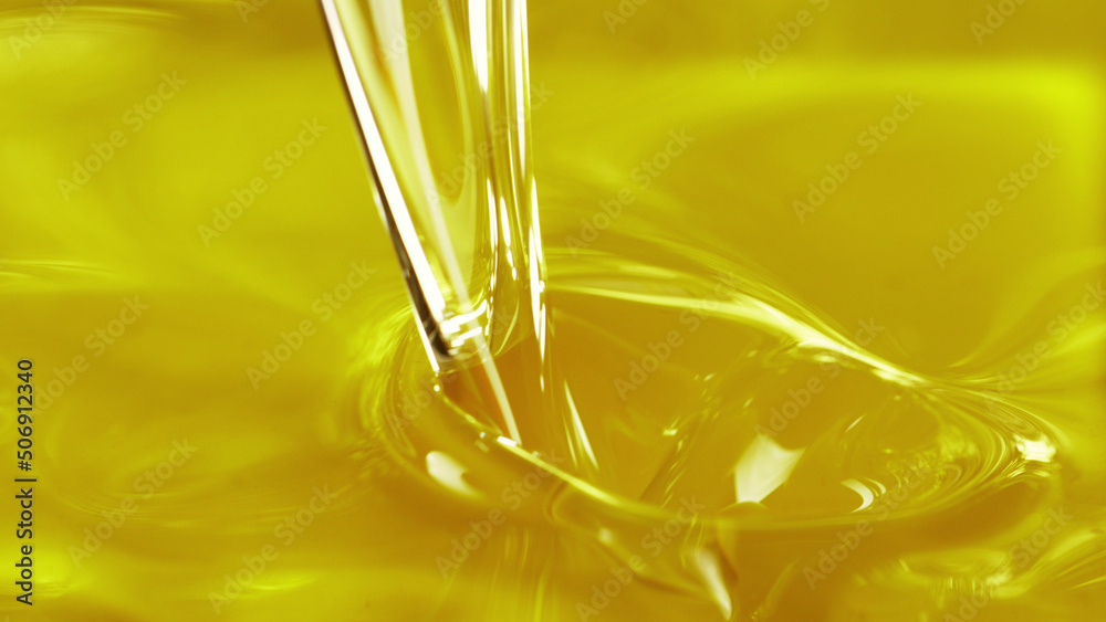 Pouring cooking oil, closeup