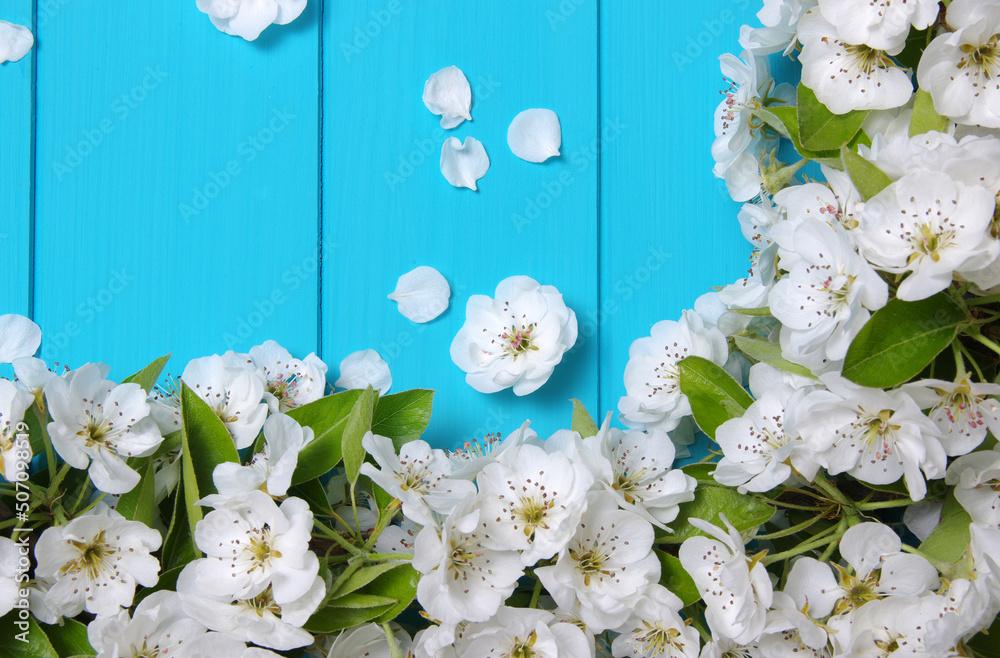 Spring flowers on wooden