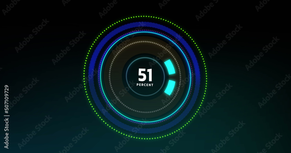 Image of processing circle and uploading on black background