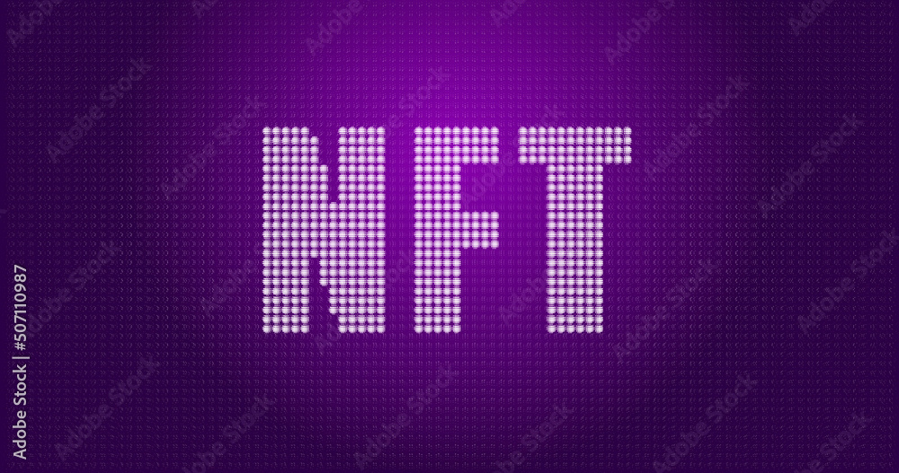 Image of nft over violet background with dots