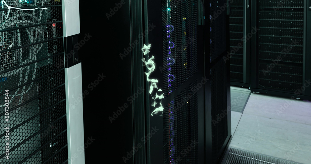 Image of envelope icon over server room