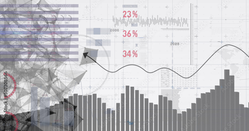 Image of data processing on white background