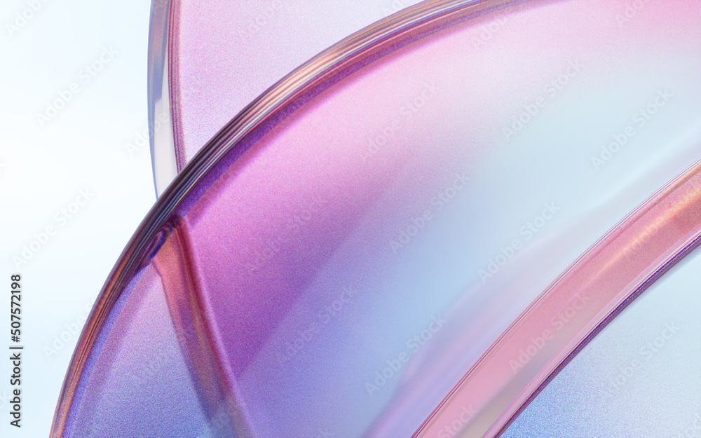 Curve glass with light illuminated, 3d rendering.