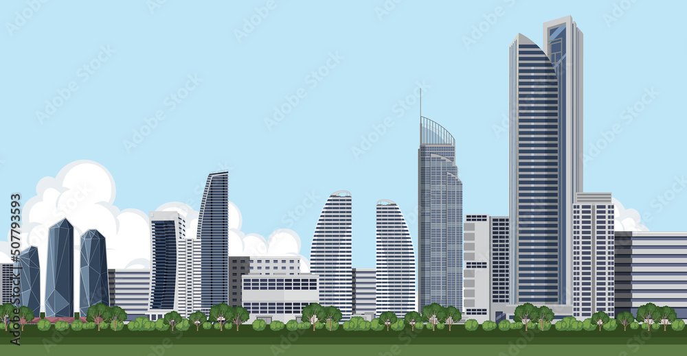 City skyscraper buildings background