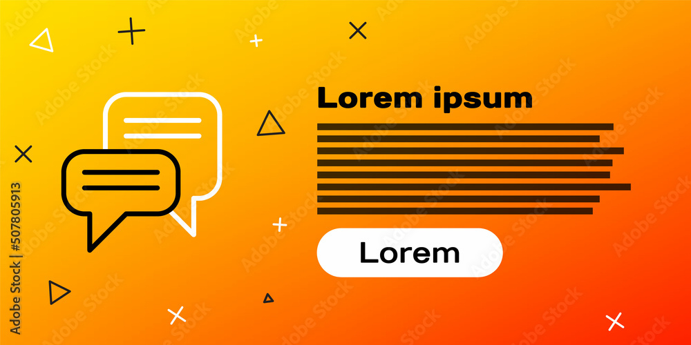 线路语音气泡聊天图标隔离在黄色背景上。消息图标。通信或评论c