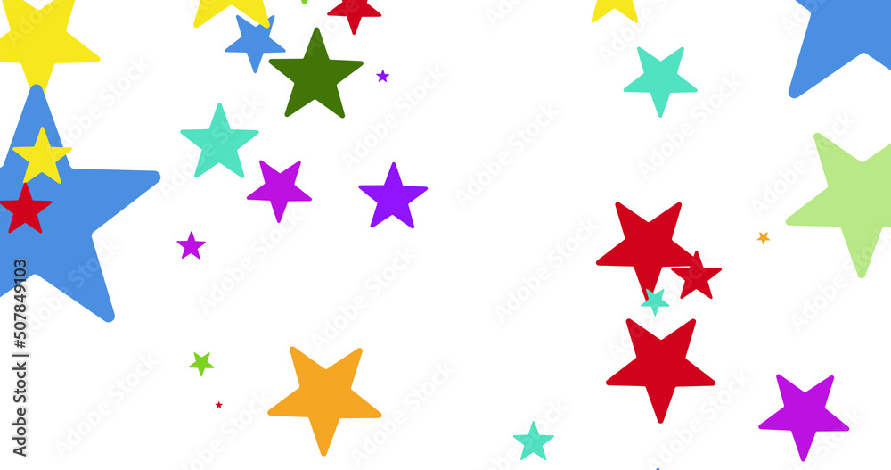 Image of vivid colorful stars covering white background