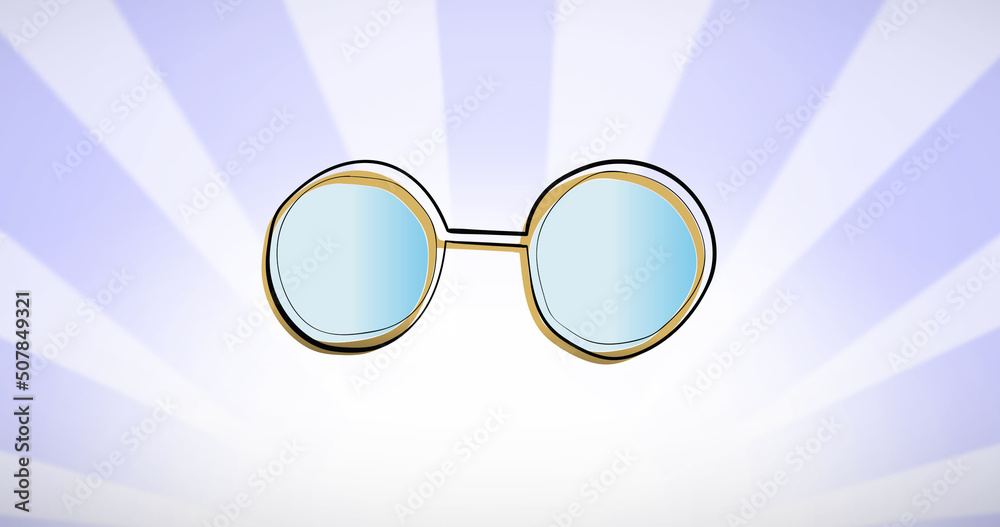 Image of glasses over violet striped background