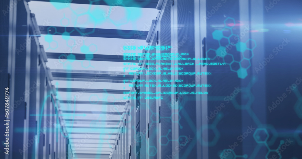 Composite image of data processing against computer server room