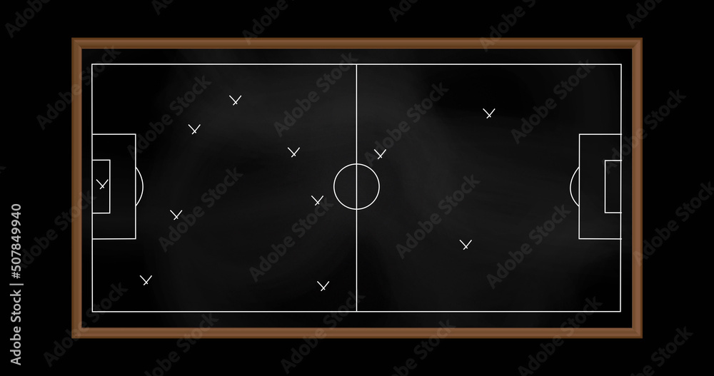 Image of football game plan on blackboard