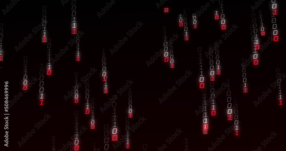 Image of binary coding data processing over black background