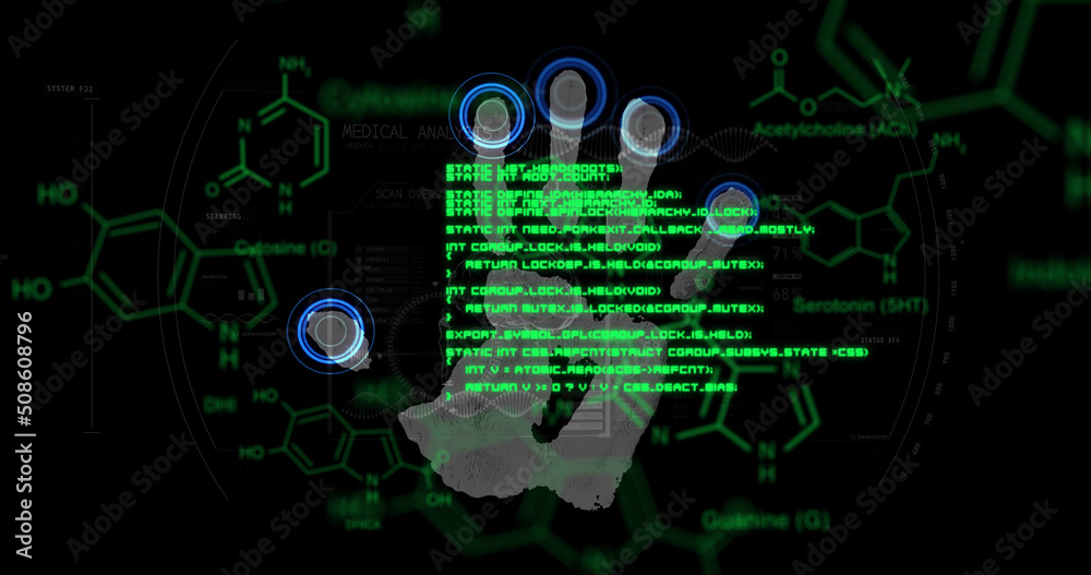 黑色背景下的化学配方图像和指纹数据处理