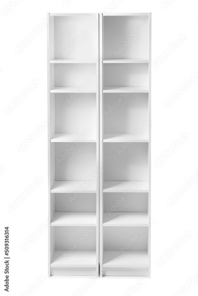 Stylish shelf unit on white background