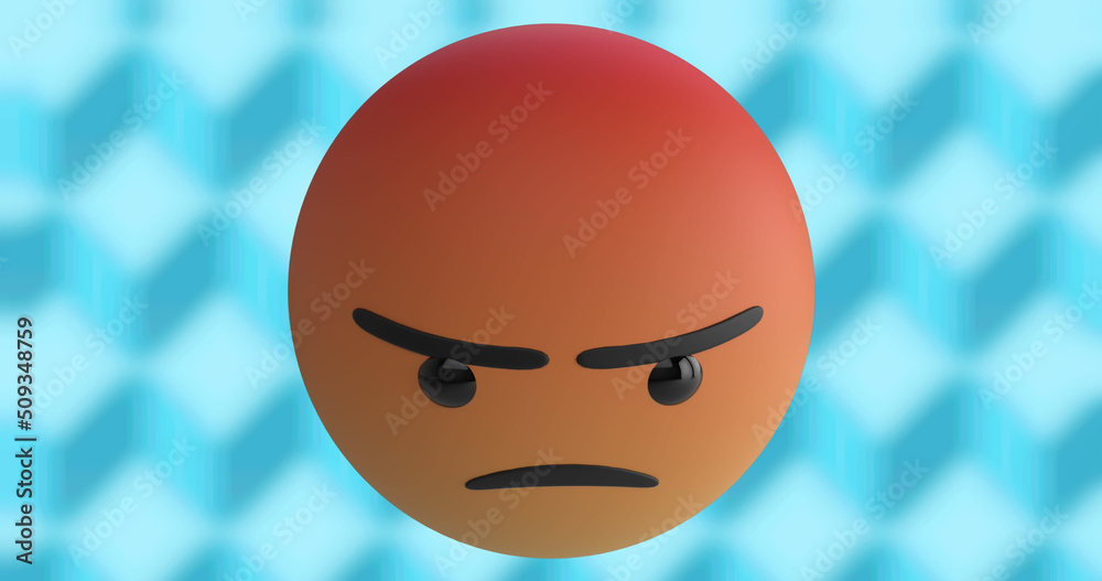 Image of angry emoji over blue background