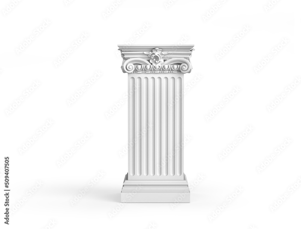 Pedestal with cloth on a white background. 3d illustration