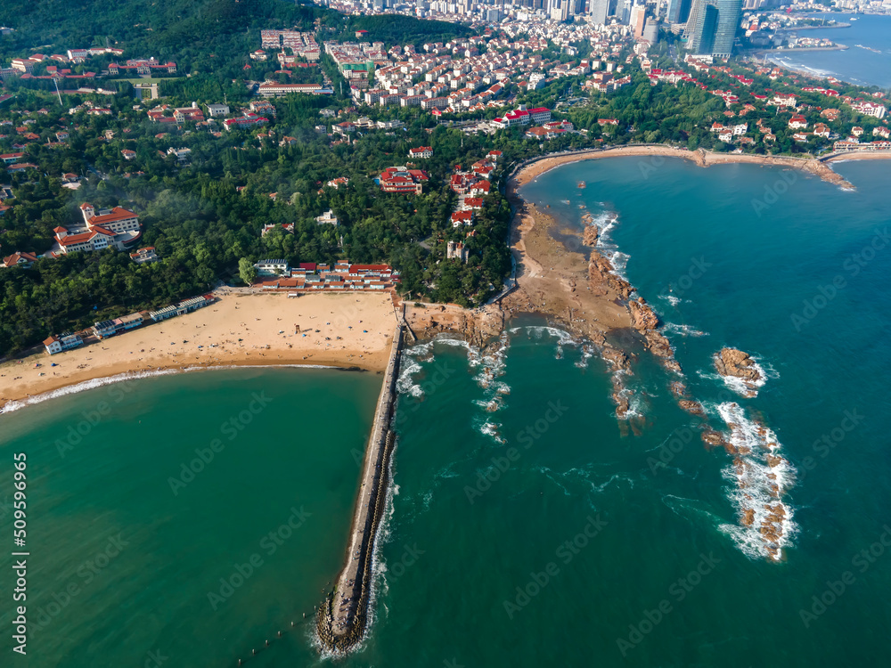 Aerial photography of the beautiful coastal city Qingdao