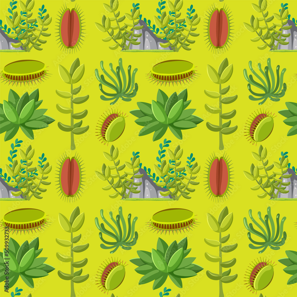 Various plants seamless pattern