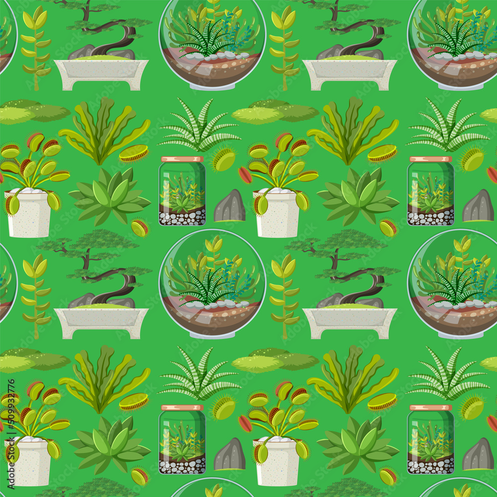 Various plants seamless pattern