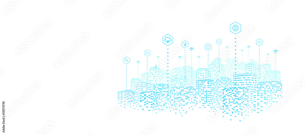 数字城市服务连接，白底物联网，t的网络通信