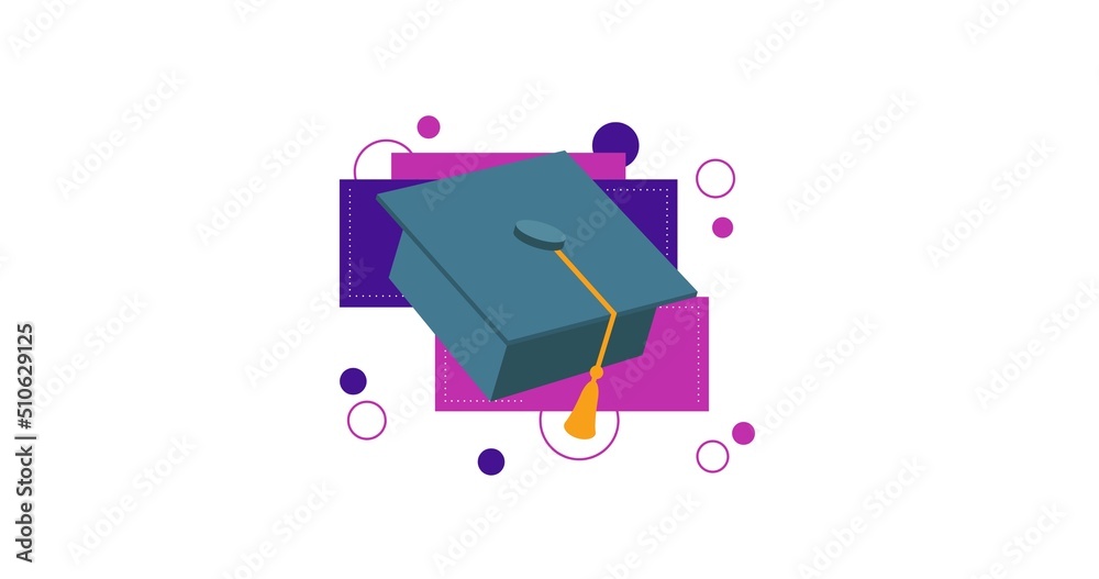 Illustrative image of mortarboard with doodles against white background, copy space