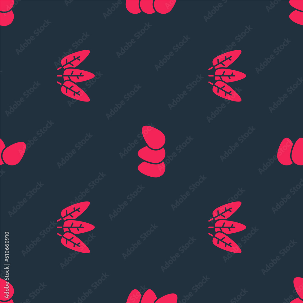 Set Leaf and Chicken egg on seamless pattern. Vector