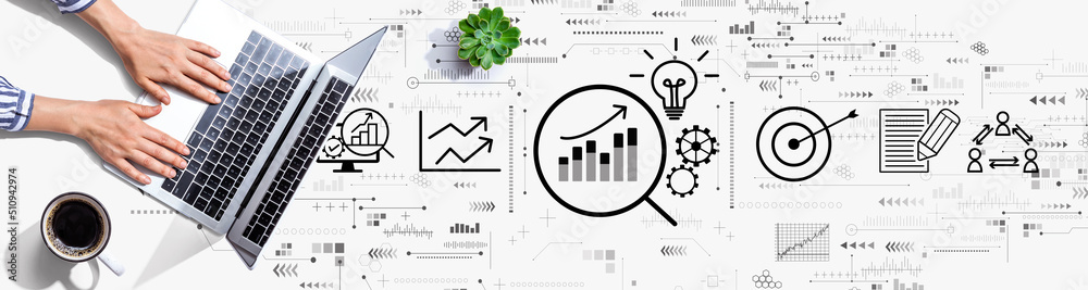 Data Analysis concept with person using a laptop computer