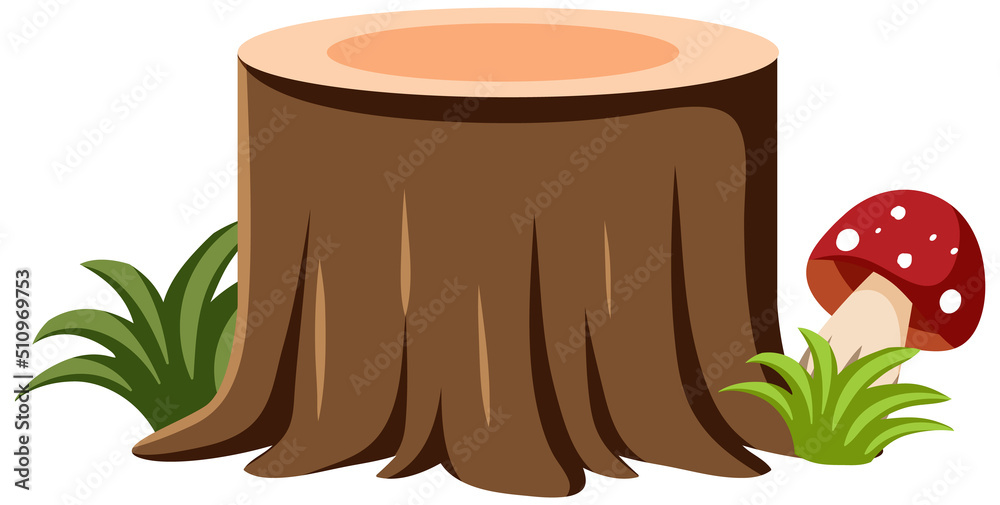 Isolated tree stump on white background