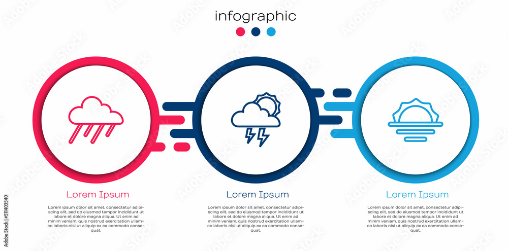 将云与雨、风暴和日出联系起来。商业信息图模板。Vector