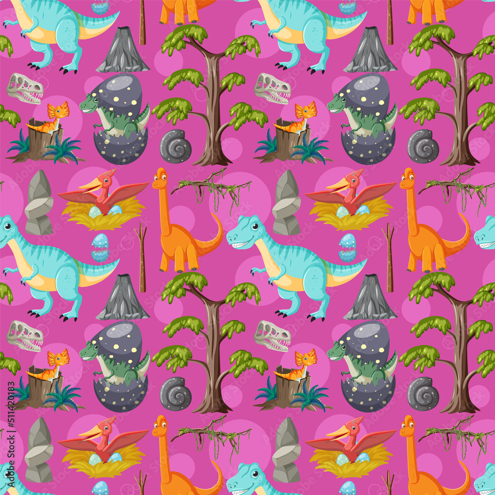 Cute dinosaur seamless pattern