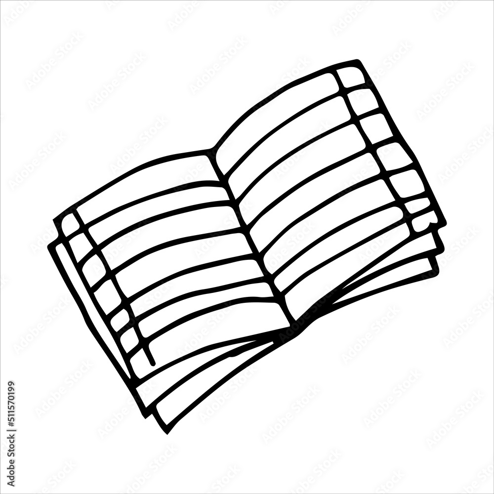 vector drawing in doodle style. school notebook. simple line drawing, sketch. theme back to school