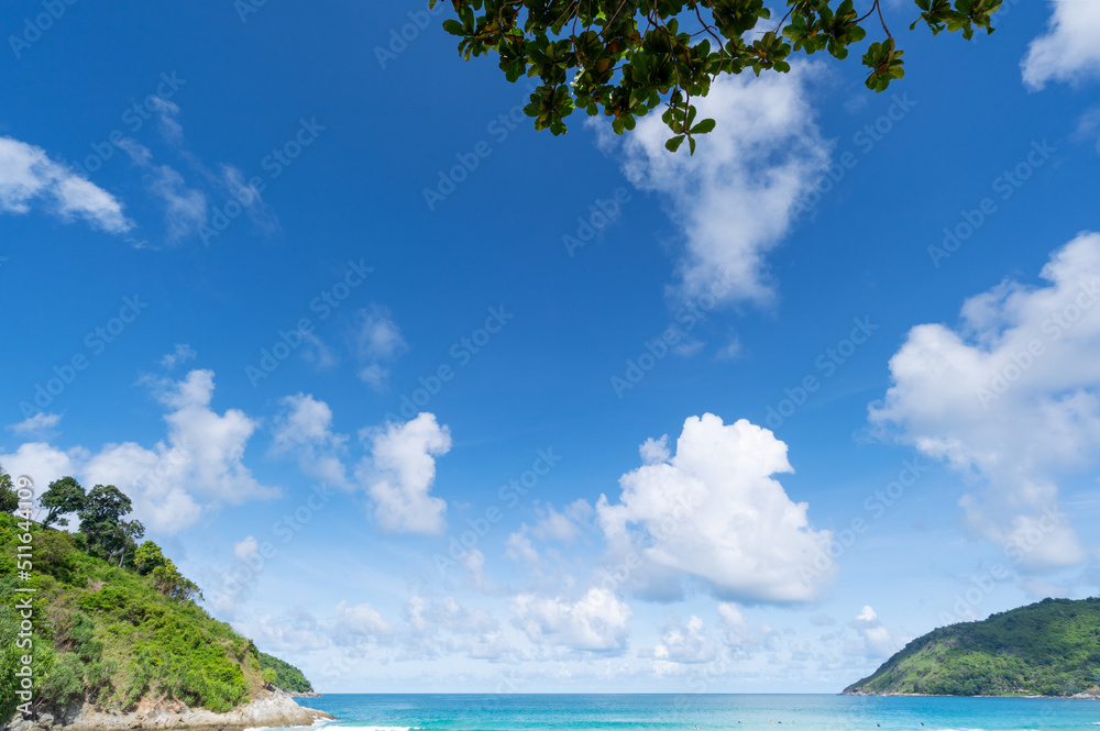 夏日海洋夏日热带沙滩蓝天背景