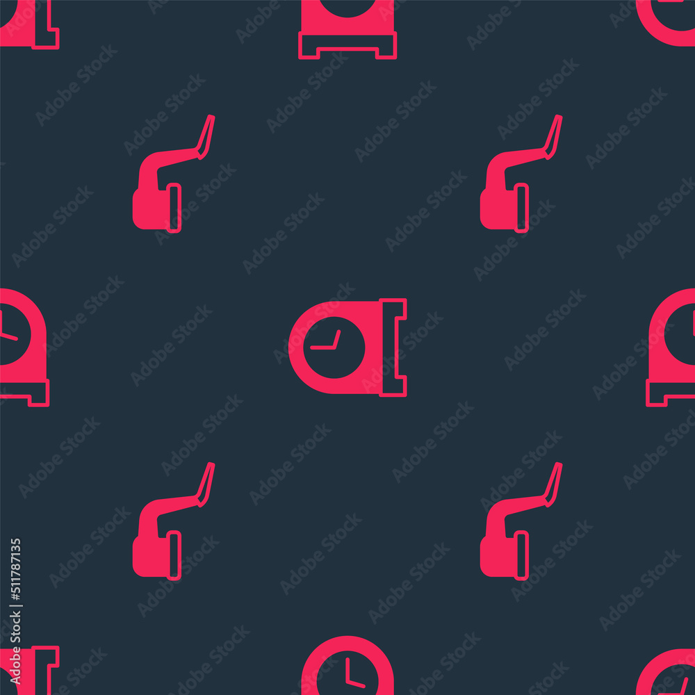 Set Smoking pipe and Antique clock on seamless pattern. Vector