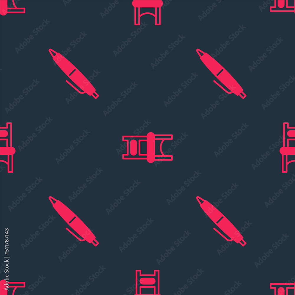 Set Pen and Chair on seamless pattern. Vector