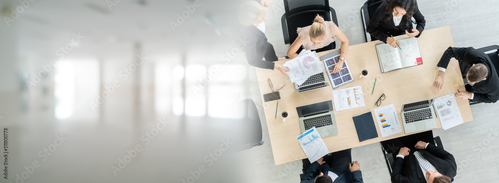 Business people group meeting shot from top widen view in office . Profession businesswomen, busines