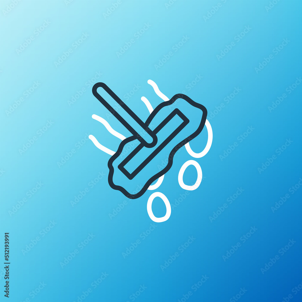 Line Mop icon isolated on blue background. Cleaning service concept. Colorful outline concept. Vecto