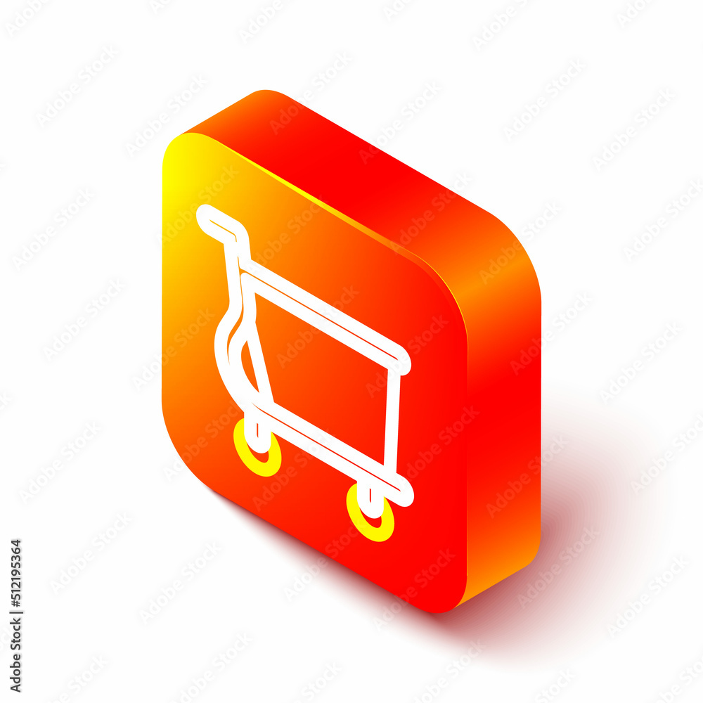 Isometric line Shopping cart icon isolated on white background. Online buying concept. Delivery serv