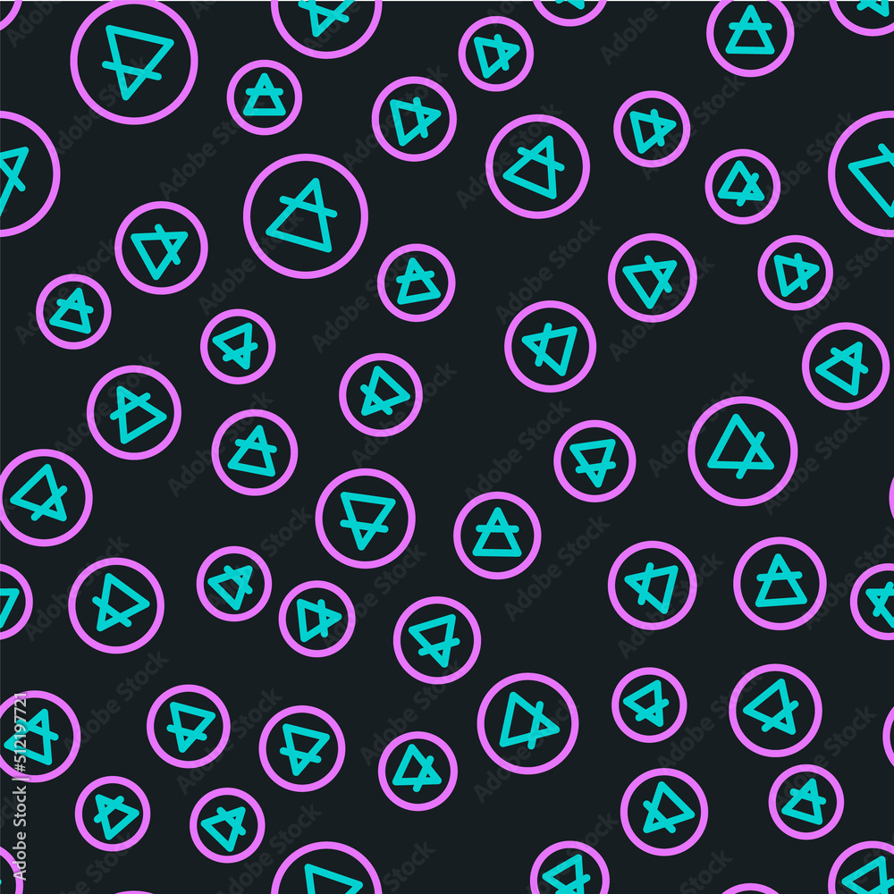 Line Air element of the symbol alchemy icon isolated seamless pattern on black background. Basic mys