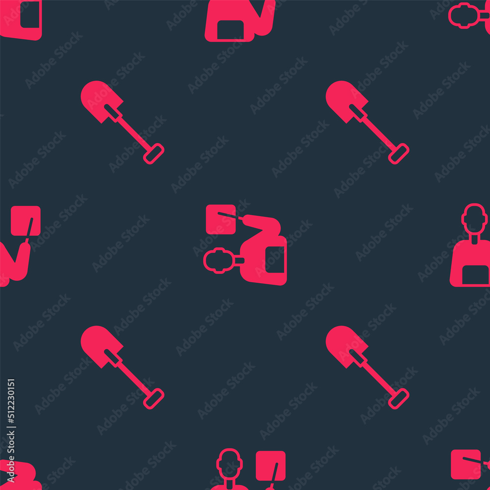 Set Shovel and Teacher on seamless pattern. Vector