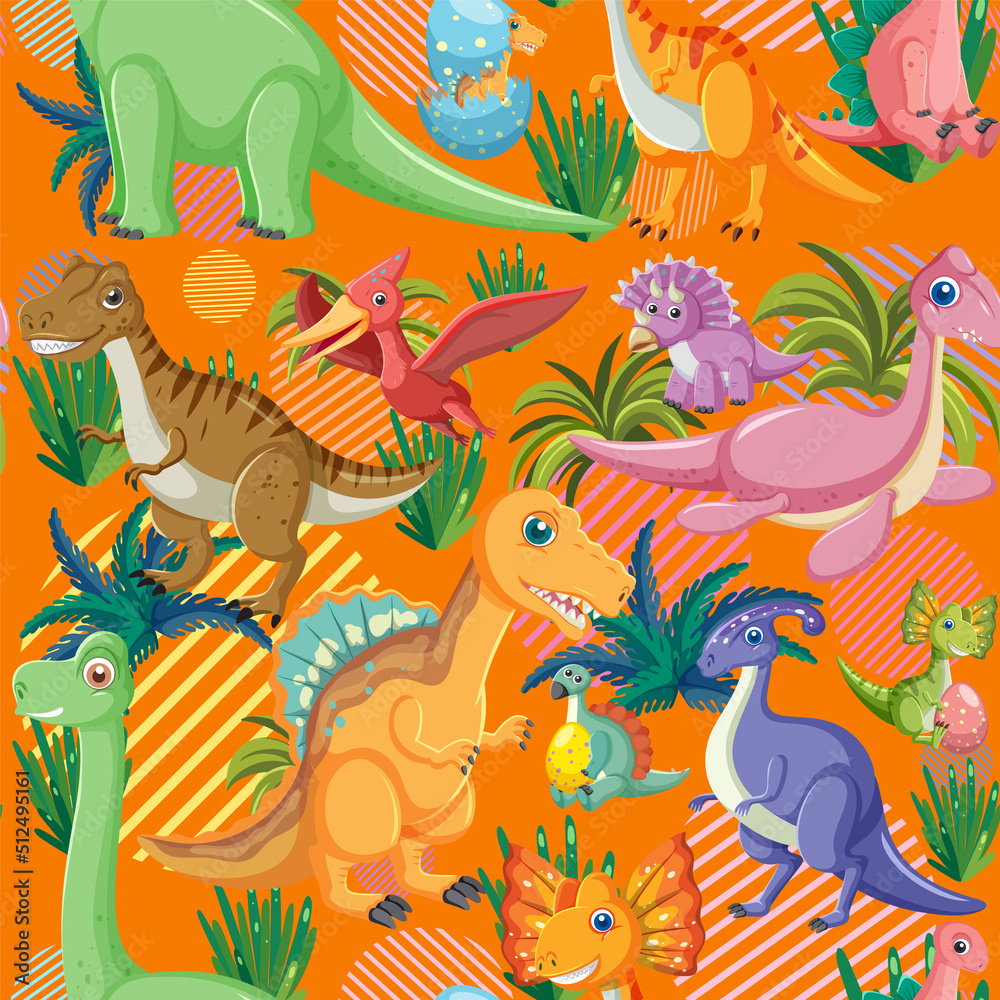 Cute dinosaur seamless pattern