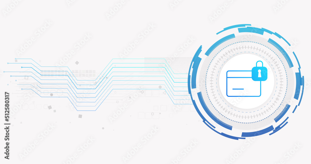 白底带挂锁的连接网络和信用卡的图像