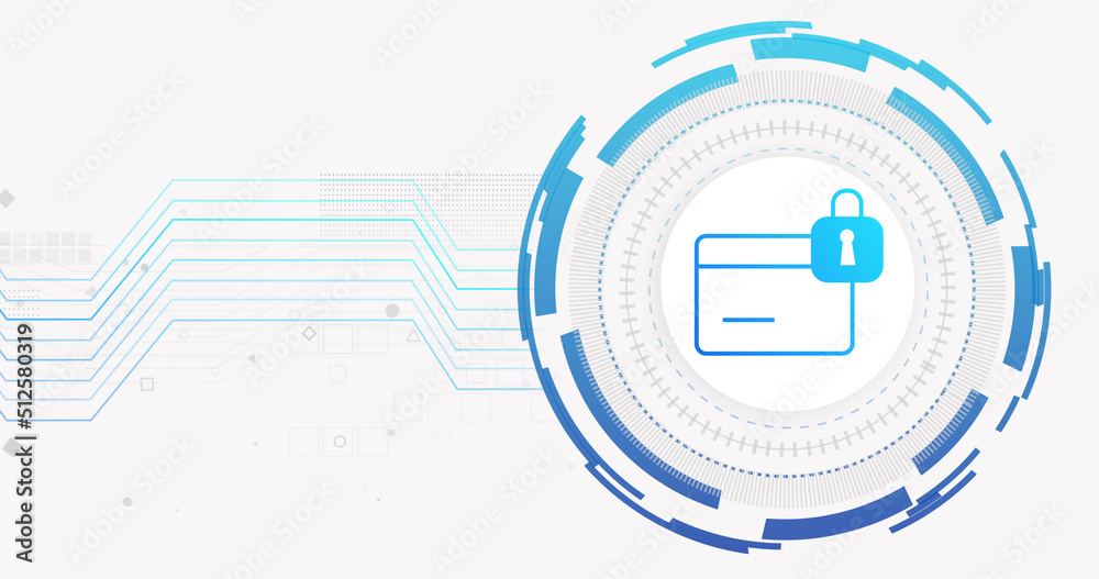 白底带挂锁的连接网络和信用卡的图像