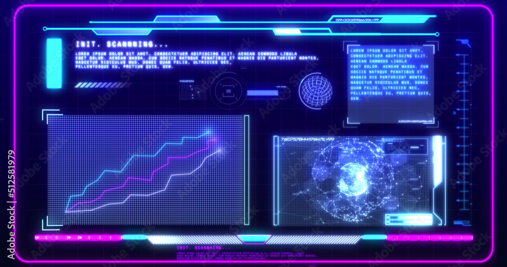 Image of data processing on blue background