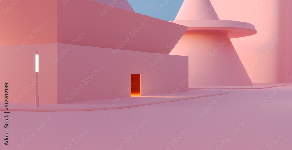 3d rendering of minimalist city street background