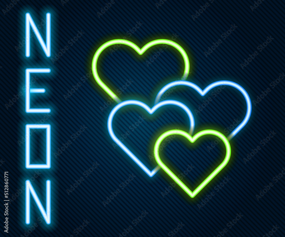 Glowing neon line Heart icon isolated on black background. Romantic symbol linked, join, passion and