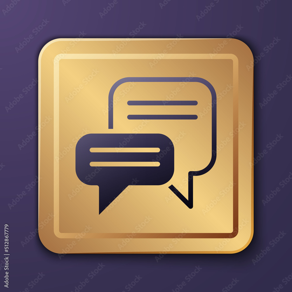 Purple Speech bubble chat icon isolated on purple background. Message icon. Communication or comment