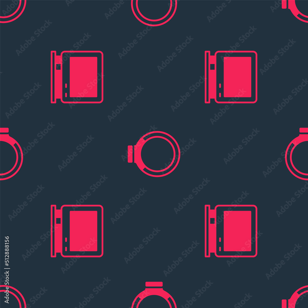 Set Retro tv and Gold ring on seamless pattern. Vector