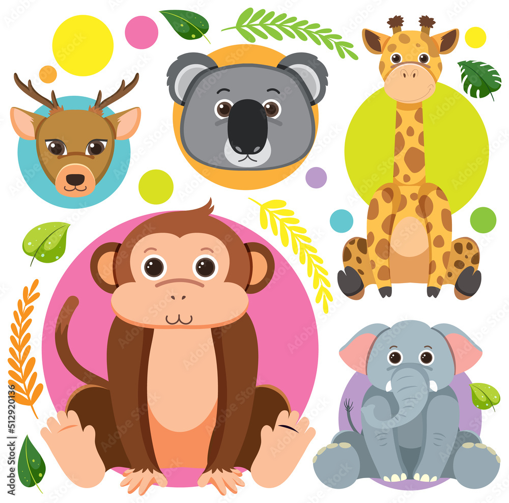 Cute animals seamless pattern