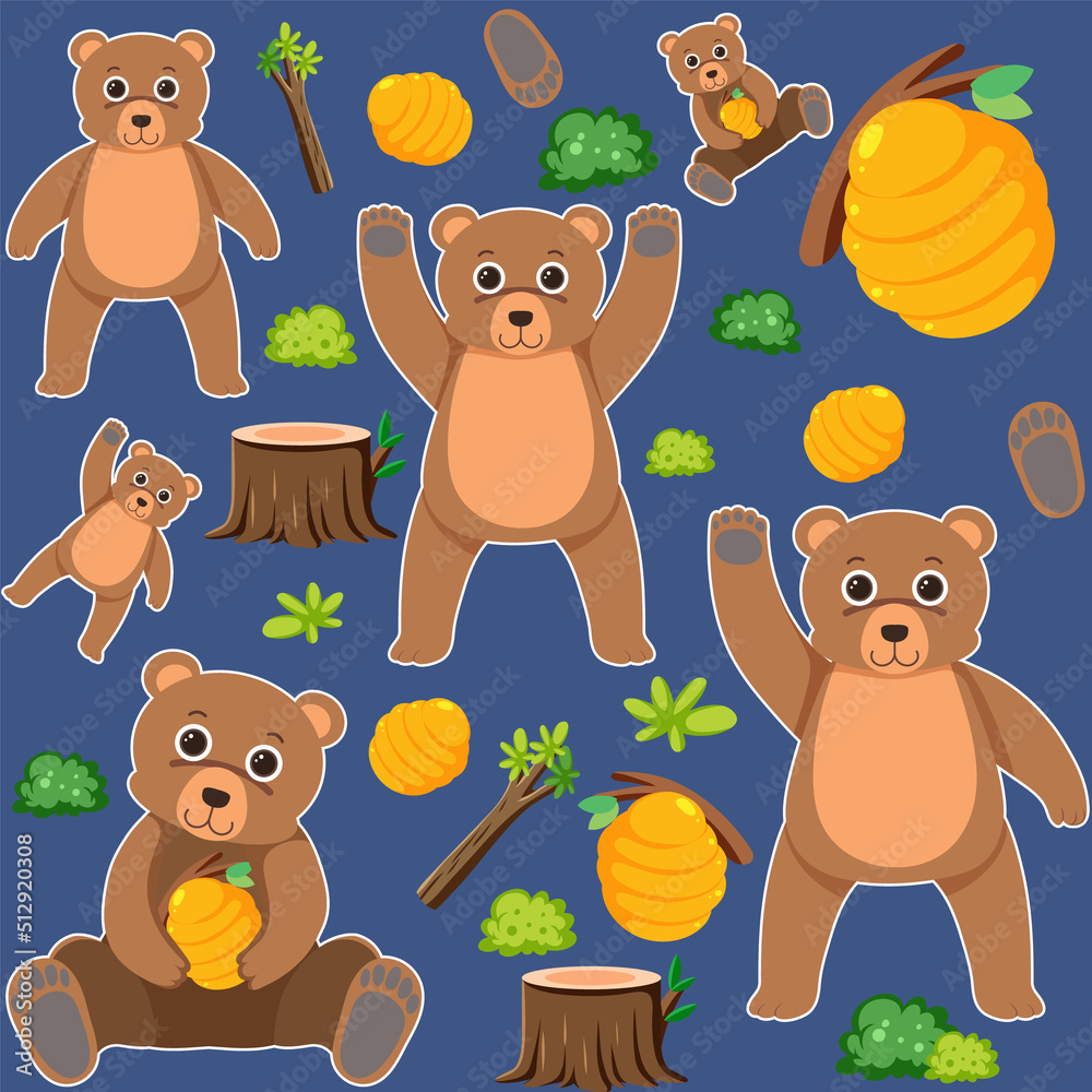 Cute bear seamless pattern