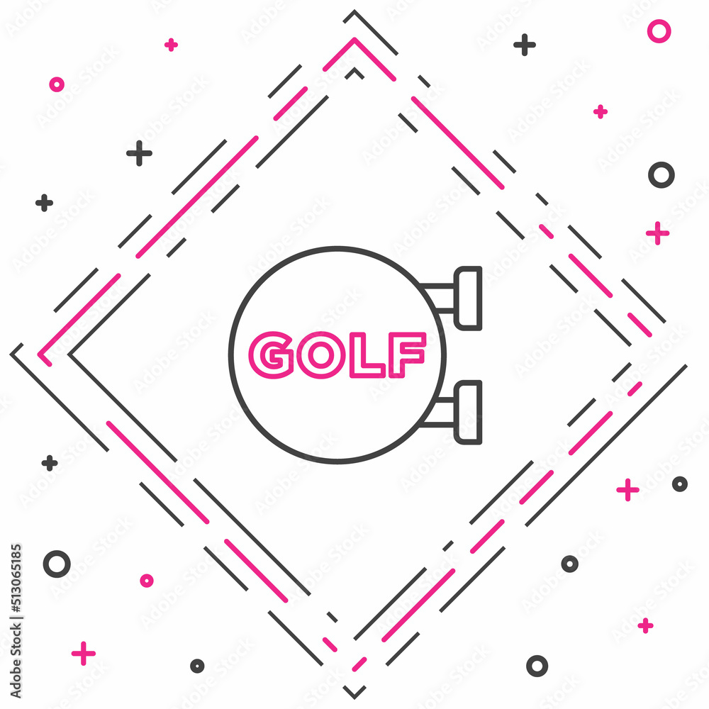 Line Golf运动俱乐部图标隔离在白色背景上。彩色轮廓概念。矢量